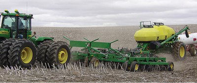 one-pass seeding operation seeding directly into wheat stubble