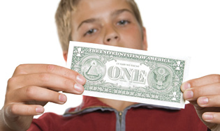 boy with dollar bill