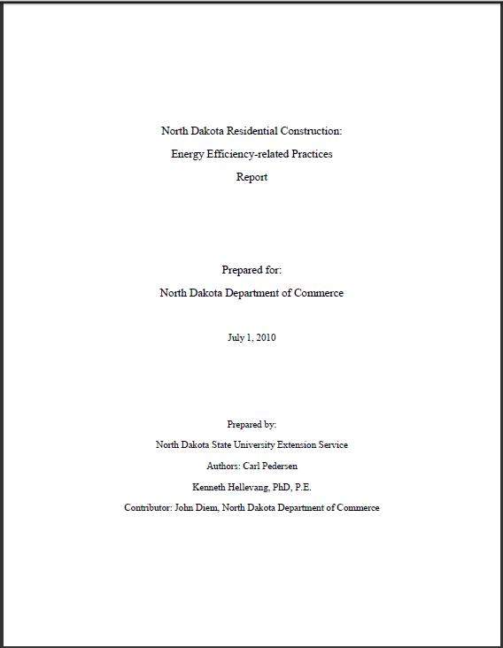 ND Current Energy Efficiency Building Practices