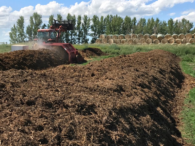 Turning compost