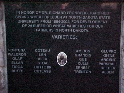 Plaque on the Wheat Monument in Davidson Park, Williston, ND