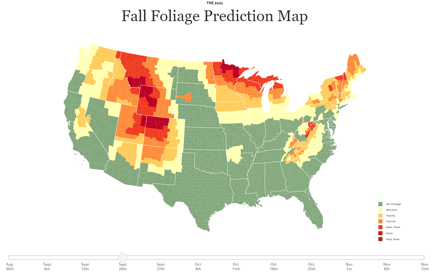 Fall Foliage Predictor Map Sept 20