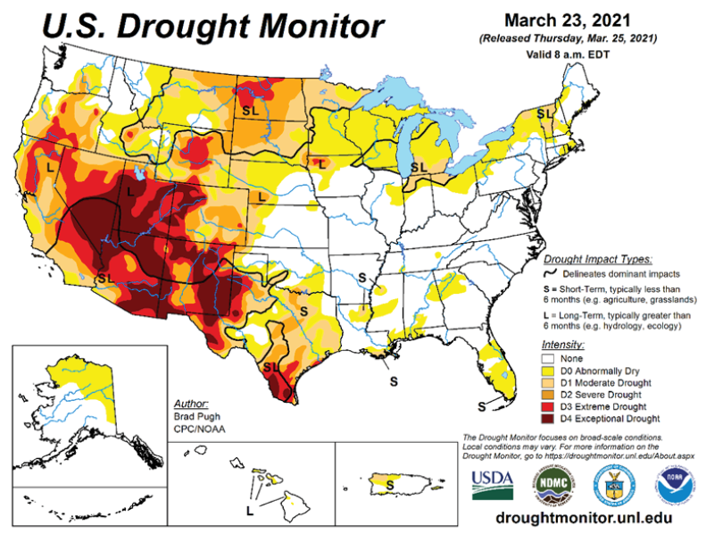 US Drought Map 3-23-21