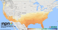 As of March 28, this map indicates the progression of spring as shown by the first leaf spring index. (Photo by USA National Phenology Network)