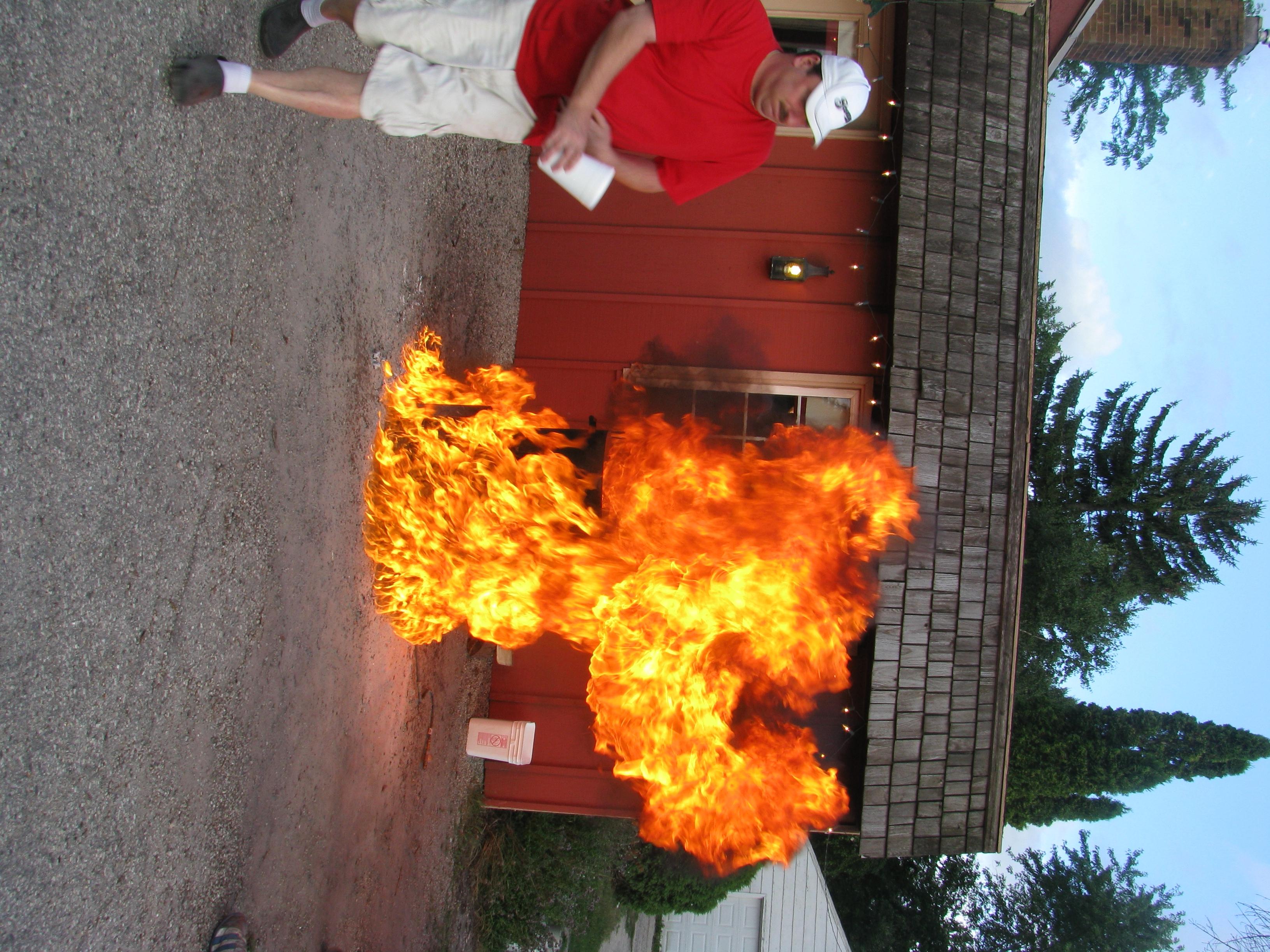 Flames indicate that dinner is ready at a Wisconsin fish boil.