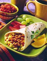 This fiber-rich Breakfast Egg and Bean Burrito recipe can fit in a lacto-ovo-vegetarian diet if you remove the bacon and choose vegetarian-style beans. (Photo courtesy of Canned Food Alliance, www.mealtime.org)