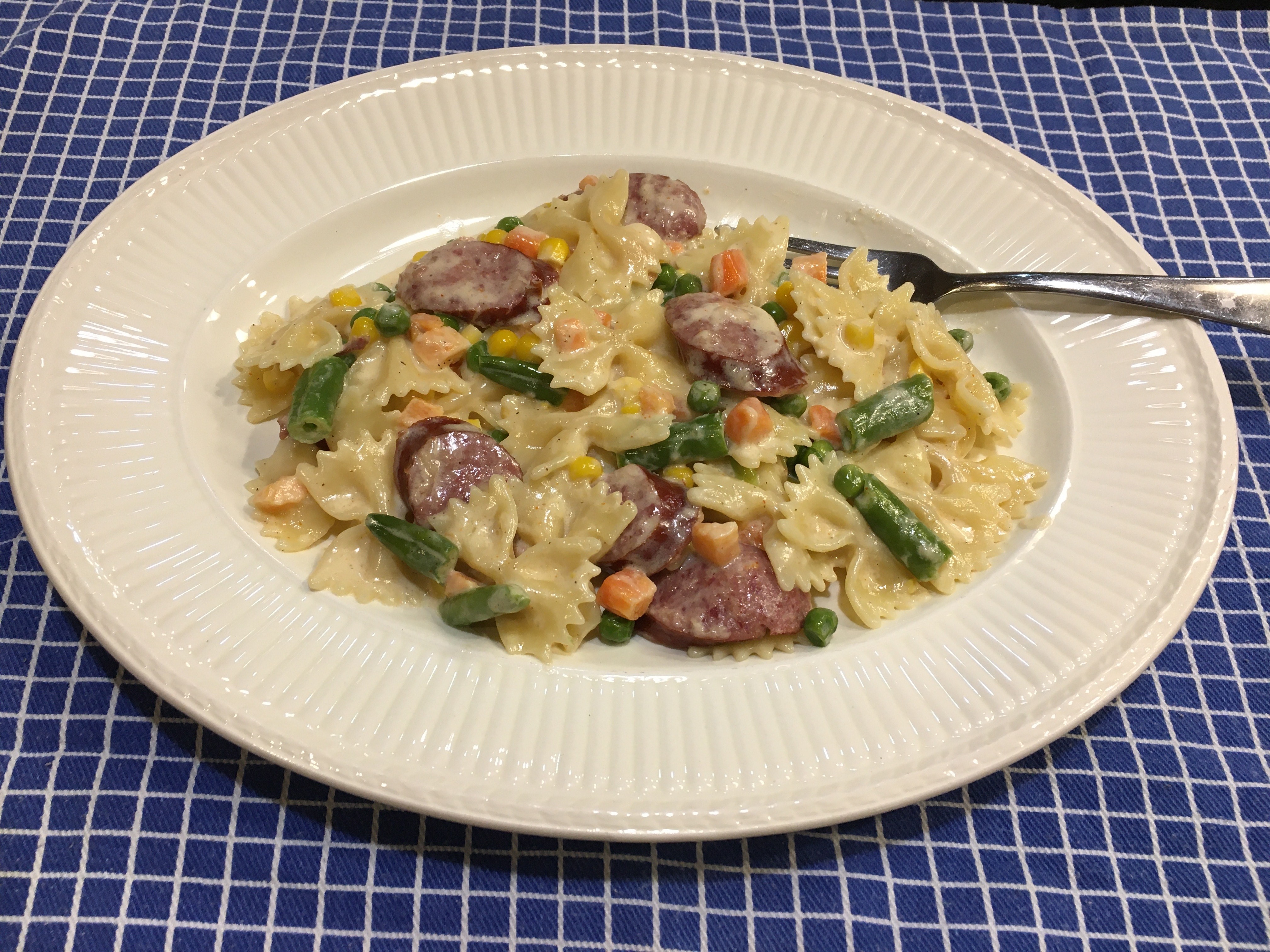 This creamy sausage and vegetable alfredo recipe could become a family favorite, (NDSU photo)