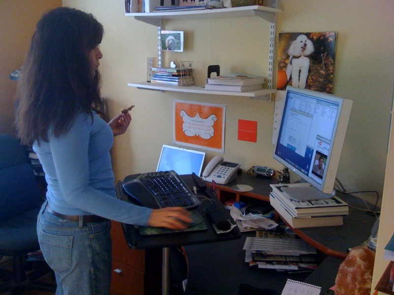 Ideally the height of a standing desk fits the height of its individual user. Flickr: Shawn Porter
