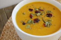 Savory pumpkin soup is tasty and nutritious, with lots of fiber, vitamin A and other vitamins. (NDSU photo)