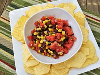 This watermelon, black bean and corn salsa makes a fiber-rich, colorful addition to a picnic menu. (NDSU photo)