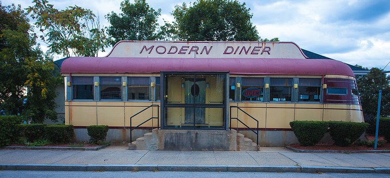 The Modern Diner of Pawtucket, Rhode Island holds the distinction of being the first diner in the country to be accepted by the National Register of Historic Places. It dates back to the 1940s. Photo by Kenneth C. Zirkel.