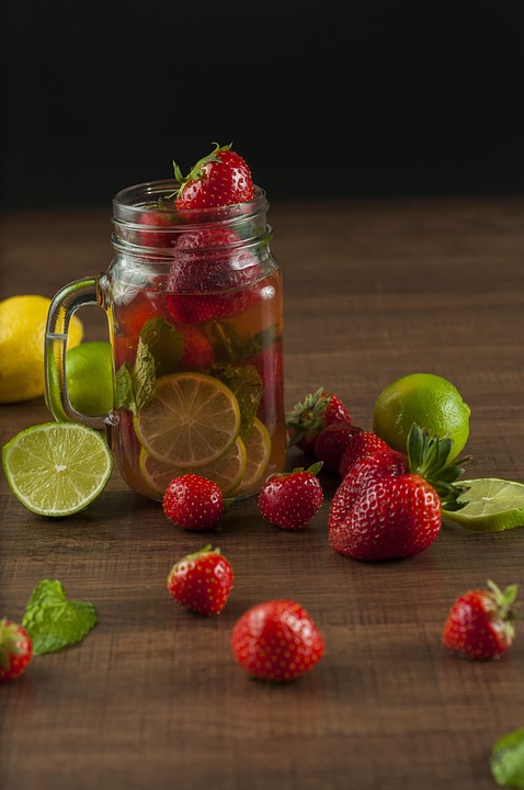 If plain water is kind of boring, try infusing it with fruit and/or herbs, (Photo courtesy of Nawalescape, Pixabay)