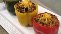 Make sure this recipe for stuffed peppers, which contains ground beef, reaches an internal temperature of at least 160 F. (NDSU photo)