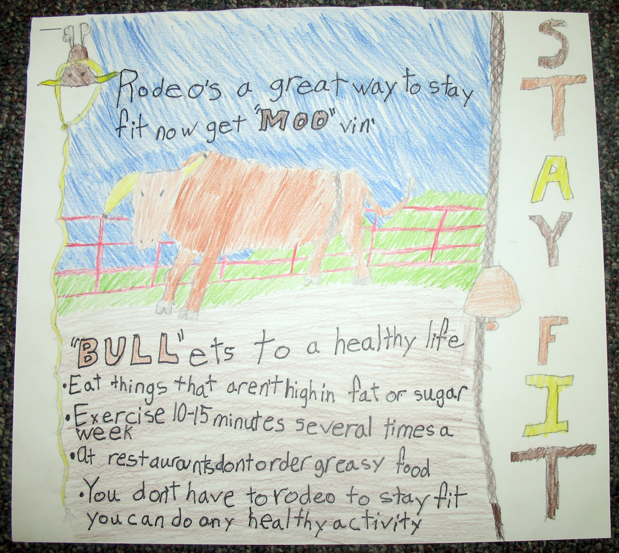 Cole Peterson, a student at the Burlington-Des Lacs Elementary School, won third place with this poster in the preteen division of the ""Eat Smart. Play Hard."" poster contest.