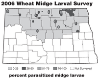 2006 Wheat Midge Larval Survey - % Parasitism North Dakota