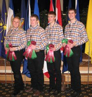 Barnes County's 4-H hippology team shows off its ribbons from the National Western 4-H Roundup. Team members are, from left, Emma Buttke, Justin Majerus, Wade Storhoff and Tyler Maasjo.