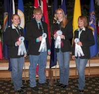 Burleigh County's horse judge team displays its awards from the National Western 4-H Roundup. The team members are, from left, Nicole Riepl, Christopher Nelson, Twila Moser and Hannah Andring.