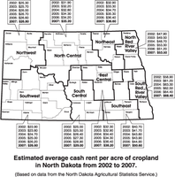 Estimated average cash rent per acre of cropland
