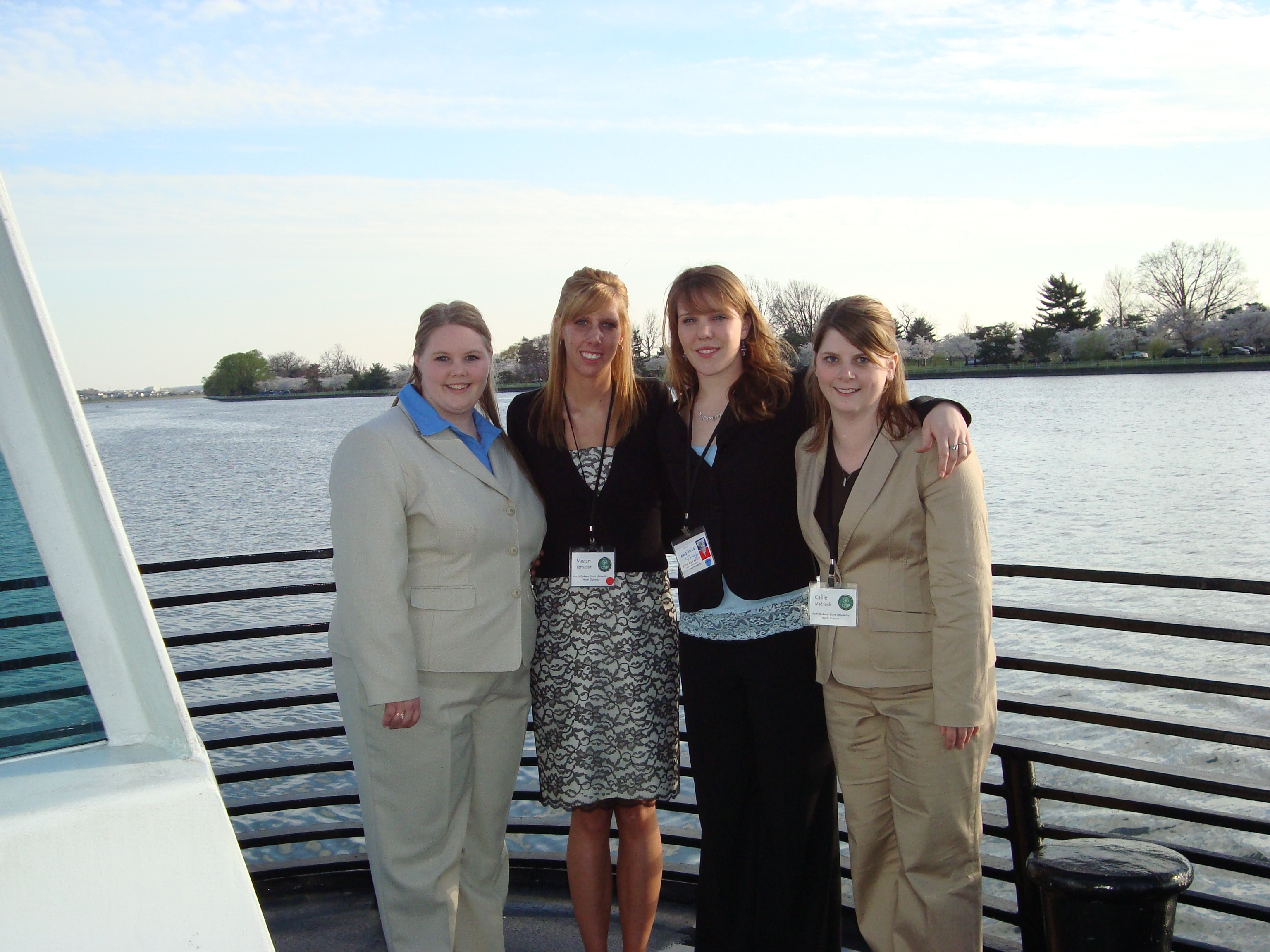 North Dakota 4-H'ers (from left) Kendra Krueger, Megan Ternquist and Shelly Pherson, along with their chaperone, McHenry County Extension agent Callie Maddock, do a little sightseeing while in Washington, D.C., for the National 4-H Conference.