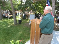 NDSU President Joseph Chapman addresses the audience during last year's ""Conversations Across the Land"" tour.