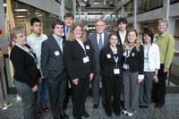 North Dakota 4-H'ers and their chaperones meet with U.S. Sen. Byron Dorgan, D-N.D., during the National 4-H Conference in Washington, D.C. They are, from left: Sioux County Extension agent Sue Isbell, Thomas Ridley Jr., Jonathan Myhre, Blaine Novak, Megan Ruch, Dorgan, Alicia Widhalm, Derrick Murphy, Mercedes Ridley, Samantha Ridley and Sargent County Extension agent Julie Hassebroek.