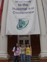 North Dakota 4-H members (from left) Lindsey Twinn of Fort Yates, Mercedes Ridley of McLaughlin, S.D., and Kirsten Ridley of Shields pause outside the National 4-H Conference Center.