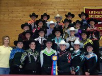 NDSU's Equestrian Team receives individual and team honors in competition in Crookston, Minn. Pictured are (front row, left to right): coach Tara Swanson, Kayla Koth, Citty Cole, Emily Kedrowski, Megan Mueller, Janelle Lanoue, Brandi Houghton; (row 2, left to right): Angie Anderson, Delci Christensen, Codie Miller, Megan Hansen, Brittany Huggins; (row 3, left to right): Lauren Snell, Catie Vieths, Shannon Voges, Laura Schlosser, Jackie Eldredge, Katie Flaig; (row 4, left to right): Hannah Beyer, Betty Nellen, Kelly O’Connell, Amanda Grev, Juliann Zach.