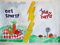 Abby Braaten, Barney, takes second place in the teen division of the ""Eat Smart. Play Hard."" poster contest.