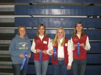 A Kidder County 4-H team places first in the senior division of the hippology contest at the North Dakota Winter Show. Pictured are (from left to right): team coach Erin Rohrich and team members Krista Gross, Napoleon; Kristin Dewald, Steele; and Megan Gross, Napoleon.