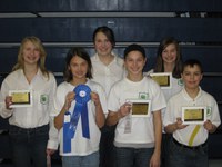 Foster County's 4-H junior crops judging team places first at the North Dakota Winter Show. Team members pictured are (back row, left to right: Brittany Aasand, Bailey Retzlaff, Claire Endres; and (front row, left to right) Jill Endres, Ann Endres, Jayden Rosenau, all of Carrington.