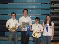 Grand Forks County's senior crops judging team places first in competition at the North Dakota Winter Show. Team members pictured (from left to right) are: Tanner Granger of Reynolds, Collin Granger of Reynolds, Kristina Hathaway of Grand Forks and Sarah McNaughton of Grand Forks.