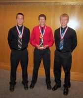 The Walsh County team of (from left) Zachary Nelson, Andrew Brummond and Justin Zahradka place fifth in a national land judging contest in Oklahoma.
