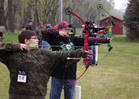 Keanu Jundt, left, and Connor McGregor of Morton County warm up before competing in the 4-H Spring Shooting Sports State Match held May 5-6 at the Western 4-H Camp near Washburn.