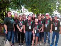 Several North Dakota 4-H'ers attend FilmFest 4-H in Branson, Mo. Pictured (from left) are: Stark-Billings County Extension agent Samantha Roth, Bethany Reitan (Barnes County), Ashley Tahran (Barnes County), Megan Tichy (Barnes County), Sara Hatlewick (Stutsman County), Kelsey Hibl (Stark County). Maizie Richard (Stark County), Brittany Berger (Stark County), NDSU Extension 4-H youth development specialist Linda Hauge, Seth Kjellberg (Stutsman County) and Kail Larsen (Stark County).