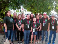 Several North Dakota 4-H'ers attend FilmFest 4-H in Branson, Mo. Pictured (from left) are: Stark-Billings County Extension agent Samantha Roth, Bethany Reitan (Barnes County), Ashley Tahran (Barnes County), Megan Tichy (Barnes County), Sara Hatlewick (Stutsman County), Kelsey Hibl (Stark County). Maizie Richard (Stark County), Brittany Berger (Stark County), NDSU Extension 4-H youth development specialist Linda Hauge, Seth Kjellberg (Stutsman County) and Kail Larsen (Stark County).