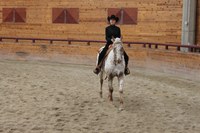 Megan Hansen, a member of NDSU's western equestrian team, competes in open horsemanship.