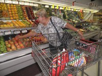 Vickie Paige of Mohall shopping for groceries