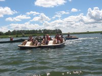 Youngsters have some fun on the water while at the North Dakota 4-H Camp near Washburn.