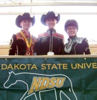 NDSU equestrian team members Karley Schaefer (left), Megan Hansen (center) and Emily Norwig place at the Intercollegiate Horse Show Association national competition in Harrisburg, Pa.