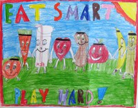 Caitlin Reiten of Kathryn receives third place in the preteen division of the 2014 ""Eat Smart. Play Hard."" poster contest with this poster.