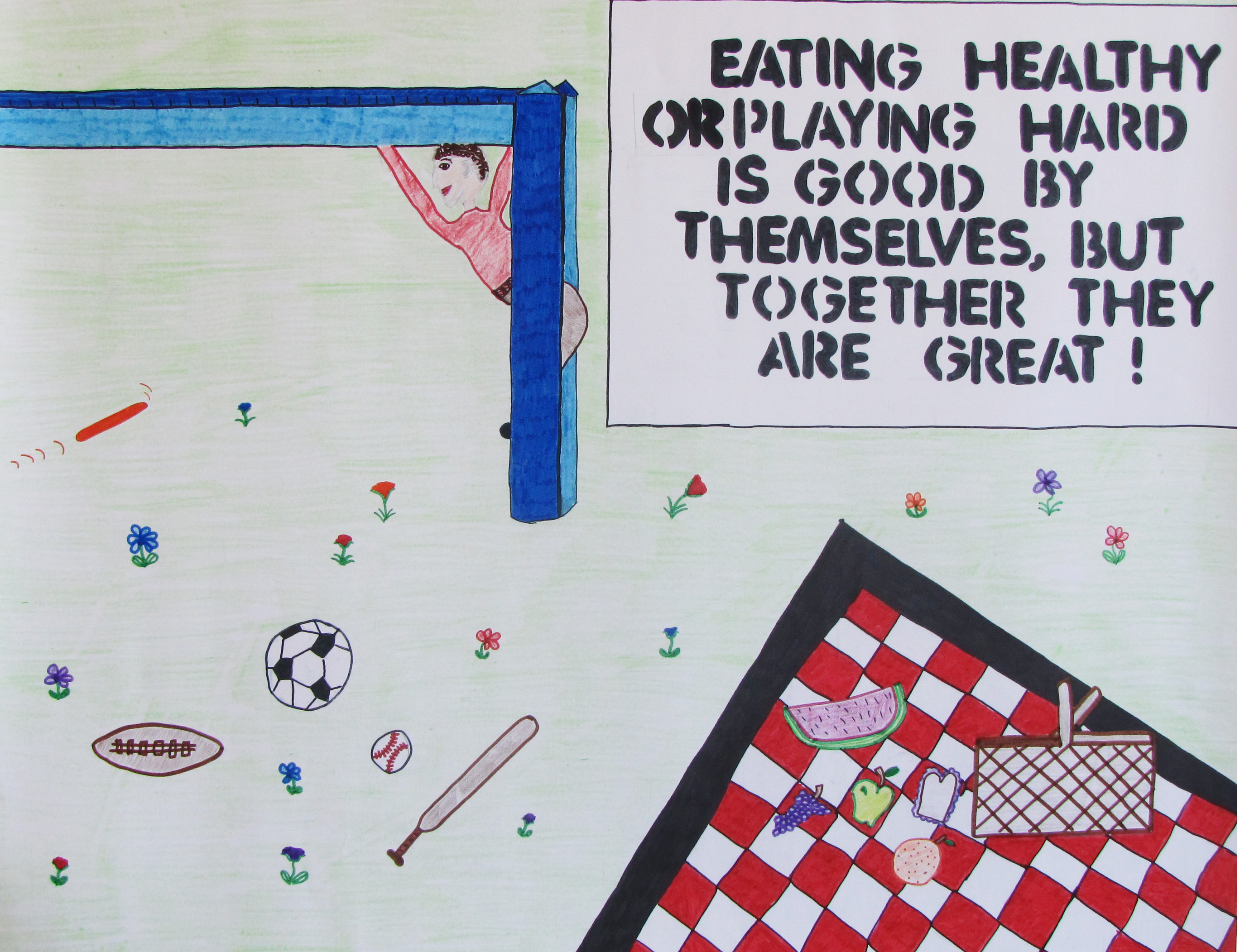 This poster wins Madison Harvey, Minot, second place in the teen division of the 2014 ""Eat Smart. Play Hard."" poster contest.