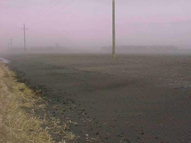 Dust storm northern Red River Valley about 2005. Image courtesy of A.C.  Cattanach, American Crystal Sugar Cooperative.