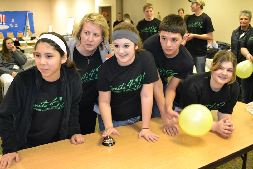 4-H’ers (from left) Allegra Garcia, Burleigh County; Sandra Fearing, Williams County; Ashley Trudel, Traill County; Layne Entzi, Stutsman County; and Zoe Kritzberger, Traill County, participate in the Citizenship in Action program in Bismarck.