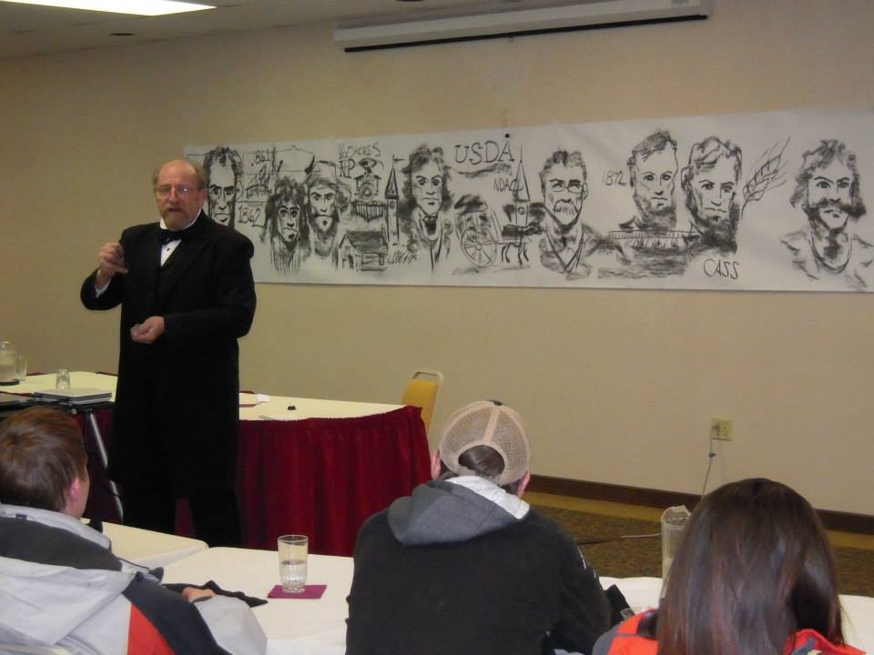 Fargo historian and illustrator Steve Stark describes North Dakota's development as a state and how the Extension Service was created to students at the Citizenship in Action program in Bismarck.