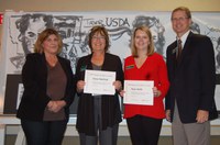 Left to right: Roxanne Meyer, Farm and Ranch Guide; Carmen Rath-Wald, Logan County Extension agent, family and consumer sciences; Acacia Stuckle, Emmons and Kidder counties Extension agent, 4-H youth development; and Chris Boerboom, NDSU Extension Service director