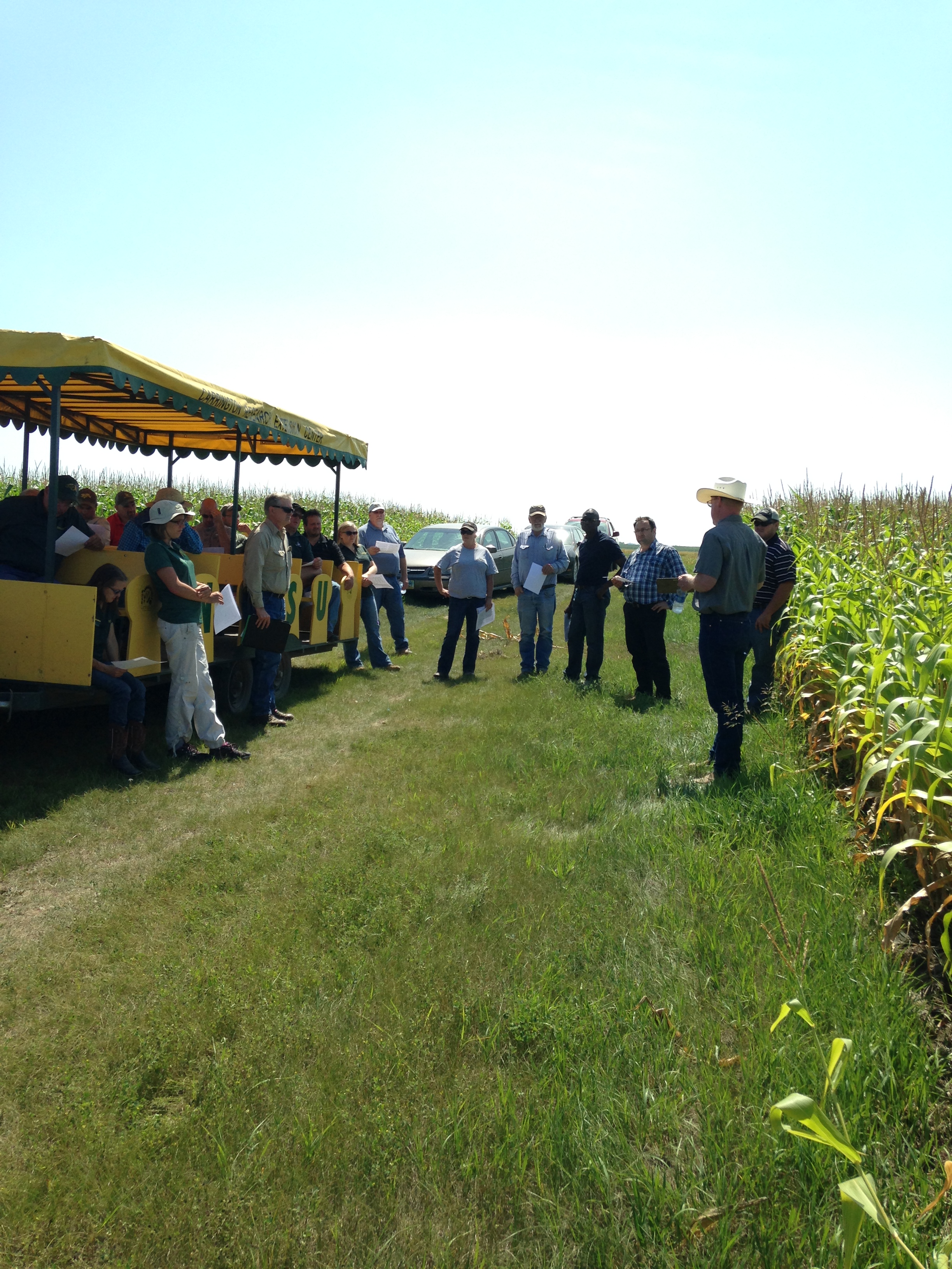 Visitors learn about manure as fertilizer during the Carrington Research Extension Center's 2014 nutrient management day program. (NDSU photo)