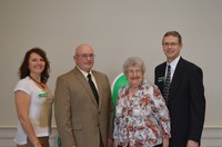 Morris Davidson (second from left) and Louise Rethemeier (second from right) were inducted into the North Dakota 4-H Hall of Fame. Also pictured are Leann Schafer, North Dakota 4-H Foundation board chairwoman, and Chris Boerboom, NDSU Extension Service director. (NDSU photo)