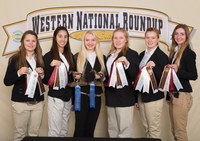The Stark-Billings County horse judging team places eighth overall at the Western National Roundup in Denver Colo. Pictured are team members (from left): Morgan Nelson, Alexa Dineen, Alisha Dworshak, Madison Kadrmas, Christina Stroh and Tristen Polensky. (Photo courtesy of Western National Roundup)