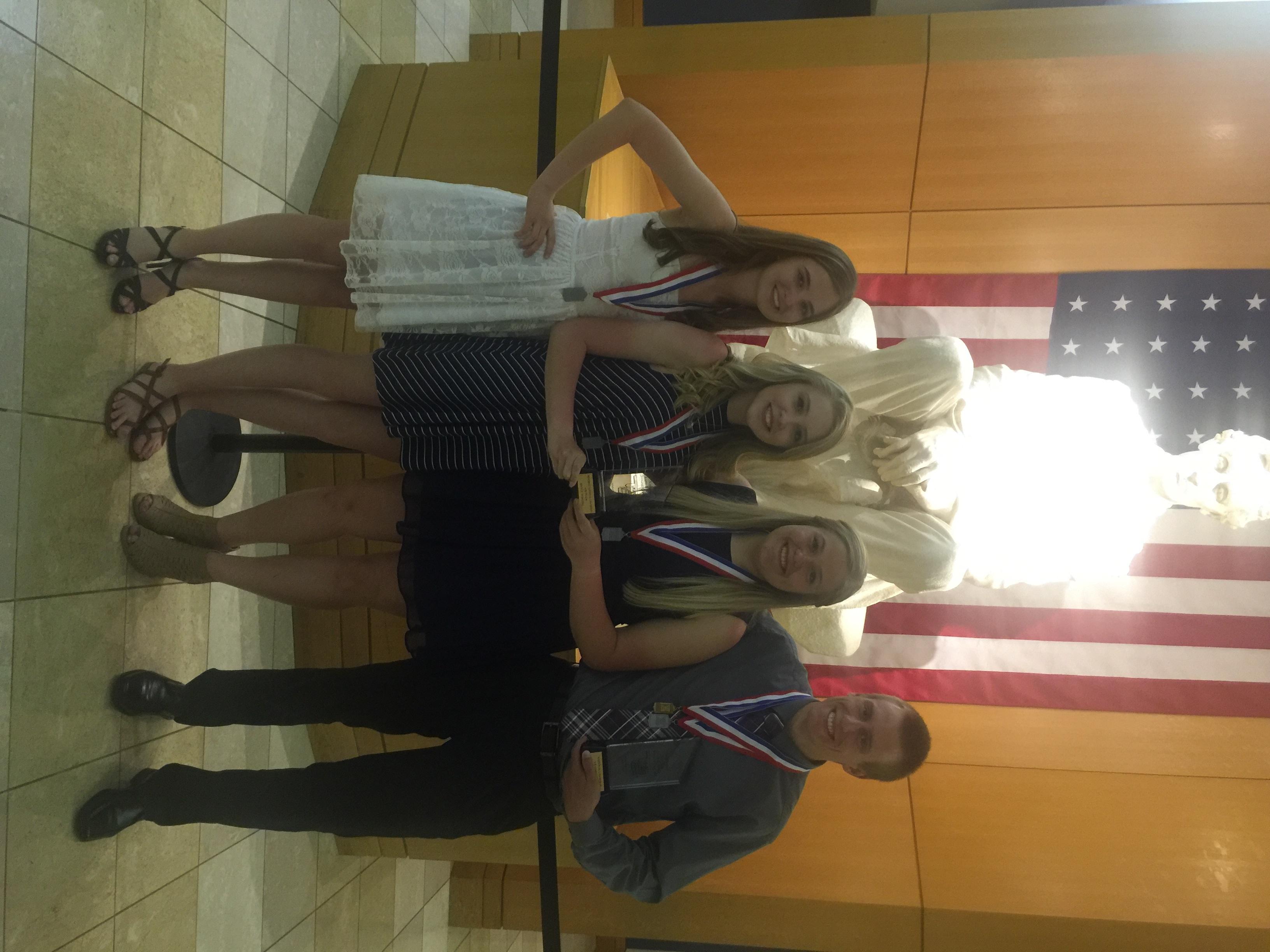 The Traill-Cass County 4-H range judging team is reserve champion at the recent National Land and Range Judging Contest in Oklahoma City. Pictured are, from left, Amy Anderson, Kyra Sedivec, Shelby Sedivec and Jarrett Lardy. (NDSU photo)