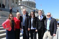 The four North Dakota 4-H'ers selected to attend the National 4-H Conference have a chance to meet with the state's congressional delegation. Pictured from left are: 4-H members Kaitlyn Nelson and Emily Joerger, U.S. Congressman Kevin Cramer, 4-H'ers Billie Lentz and Colton Christmann, and the youths' chaperone, NDSU Extension Service Southeast District Director Ron Wiederholt.